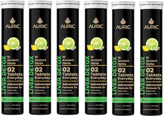 Plant-Based Auric Liver Support Supplement with Milk Thistle, Turmeric, Garlic & Ginger - 120 Tablets - Gluten-Free Liver Health Detox Formula