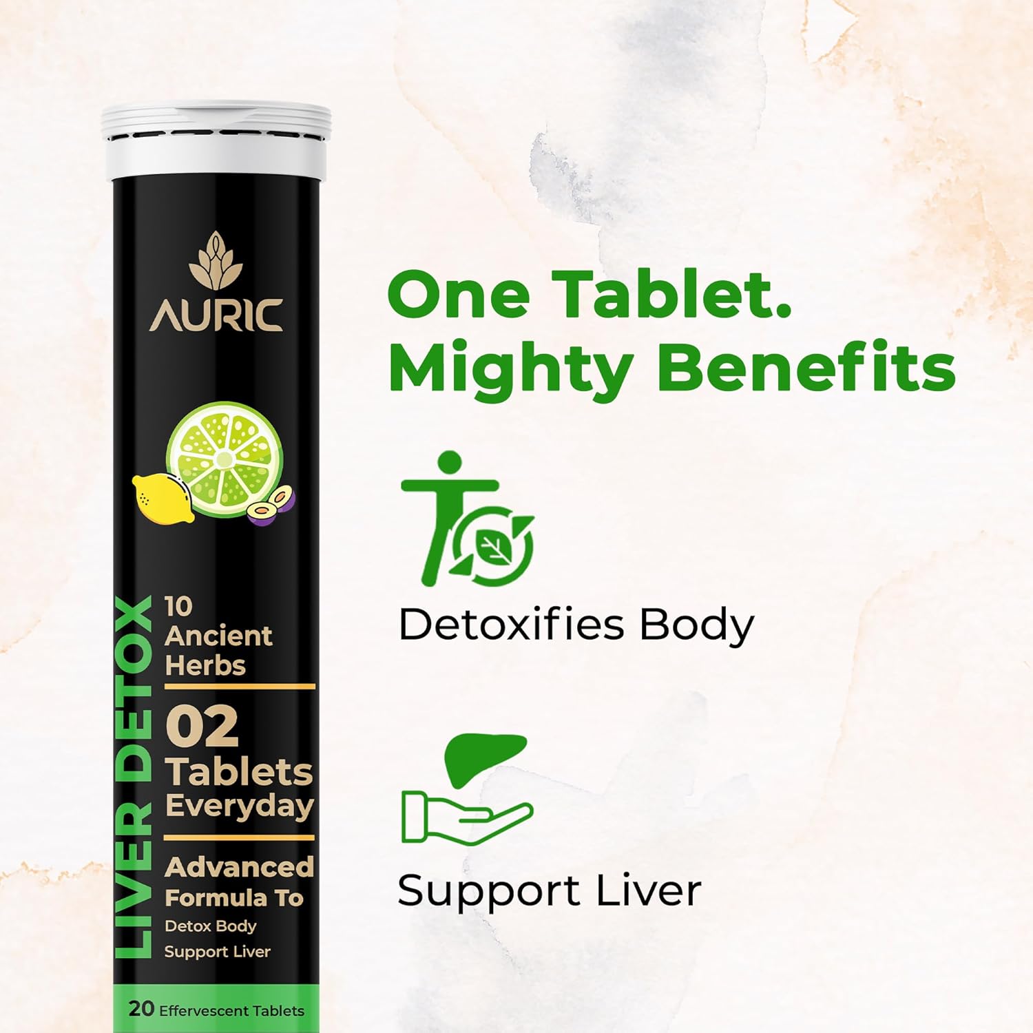 Plant-Based Auric Liver Support Supplement with Milk Thistle, Turmeric, Garlic & Ginger - 120 Tablets - Gluten-Free Liver Health Detox Formula