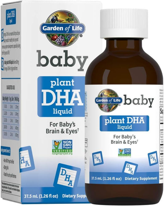 Plant Based Baby DHA Drops, Omega 3 Supplement for Baby's Brain & Eyes, Vegan Formula, 37.5 mL Liquid - BoostGo Australia