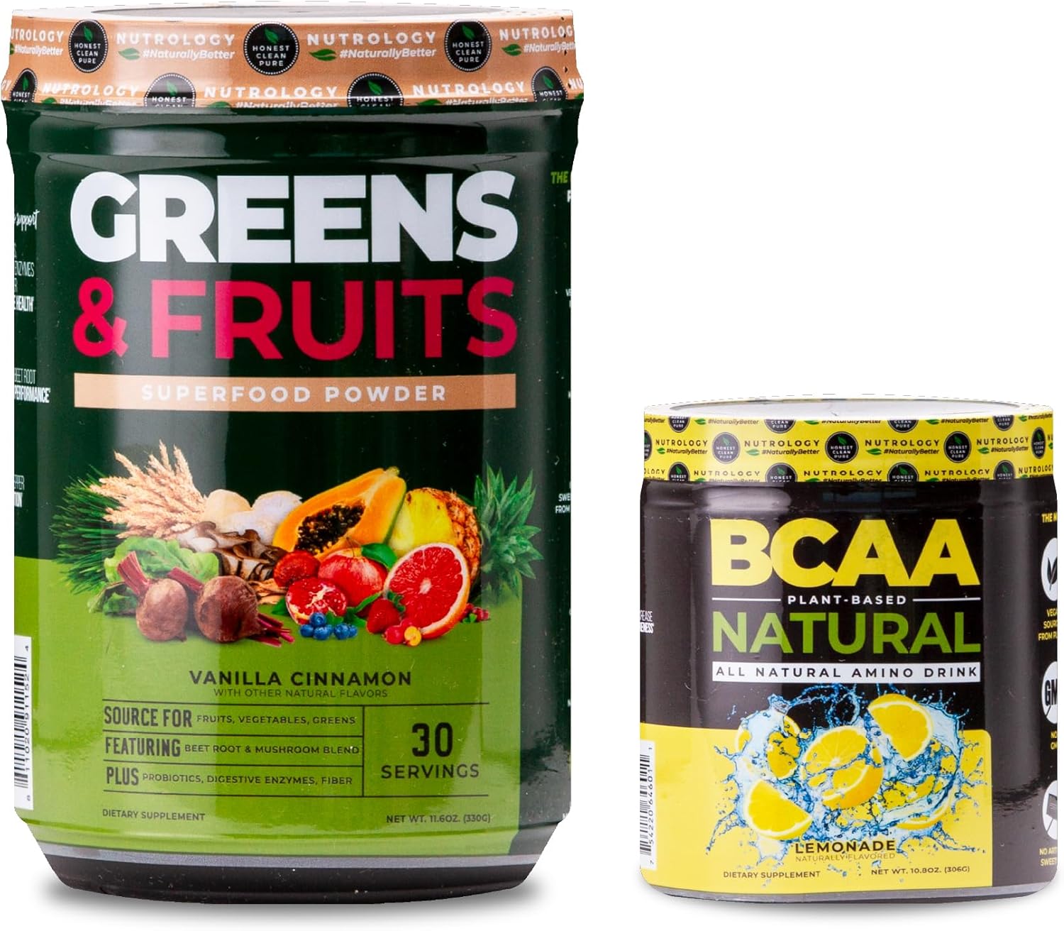 Plant-Based BCAA Powder with Natural Vanilla Cinnamon & Lemonade Flavor, 30 Servings