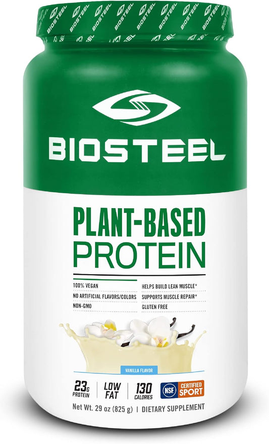 Plant-Based BioSteel Vegan Protein Powder in Vanilla Flavor - NSF Certified for Sport, 1.8 lbs, 22g Protein per Serving - Brown Rice, Pea, & Pumpkin Seed Protein Powder - 25 Servings of Premium Plant Protein