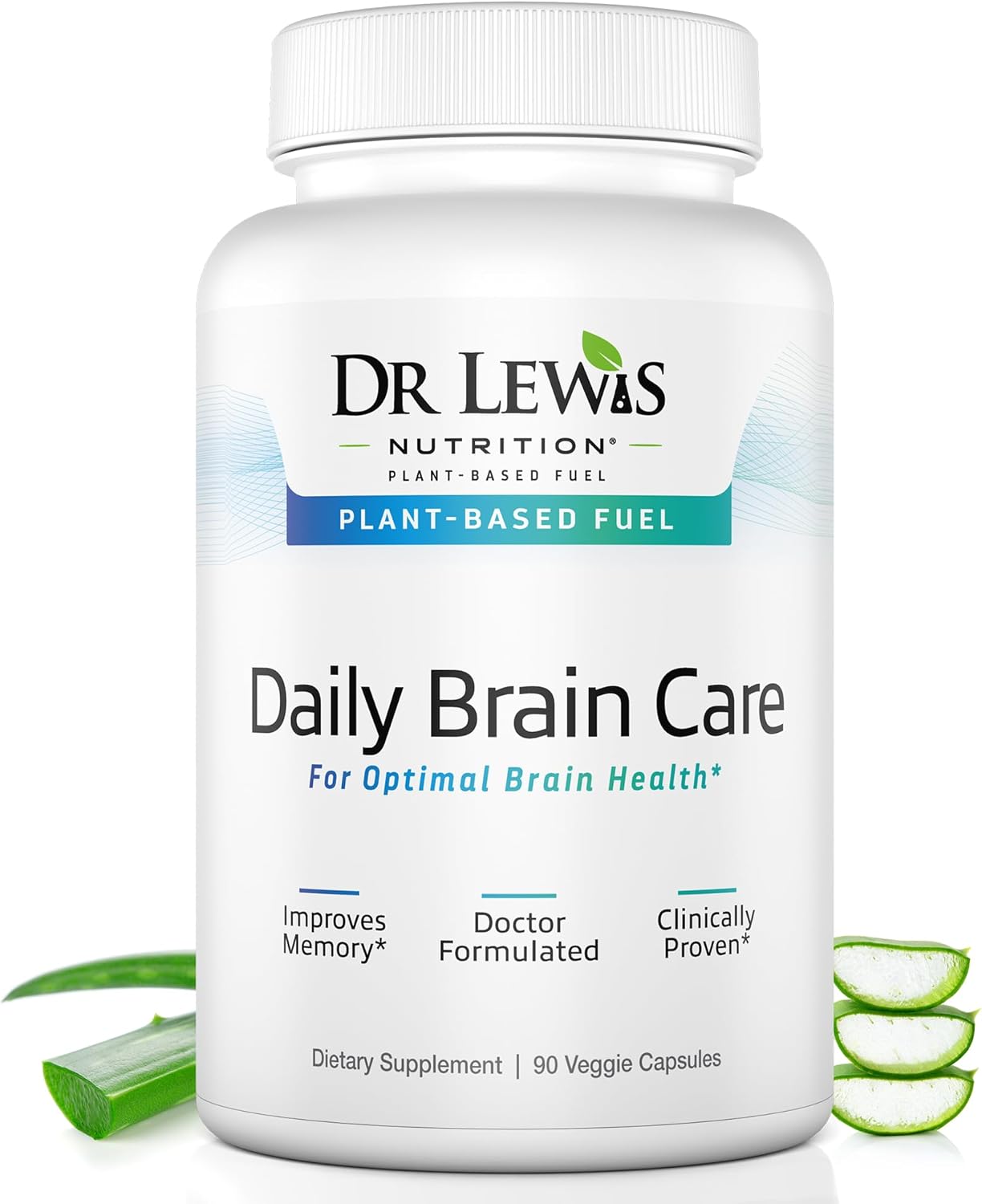 Plant-Based Brain Supplements for Memory, Focus, Immunity, and Energy - Cognitive Nootropic Support with BiAloe - 90 Capsules