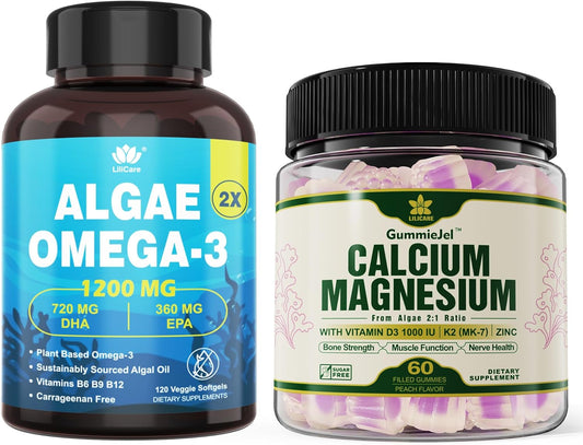 Plant-Based Calcium & Algae Omega 3 1200mg Supplement for Lilicare