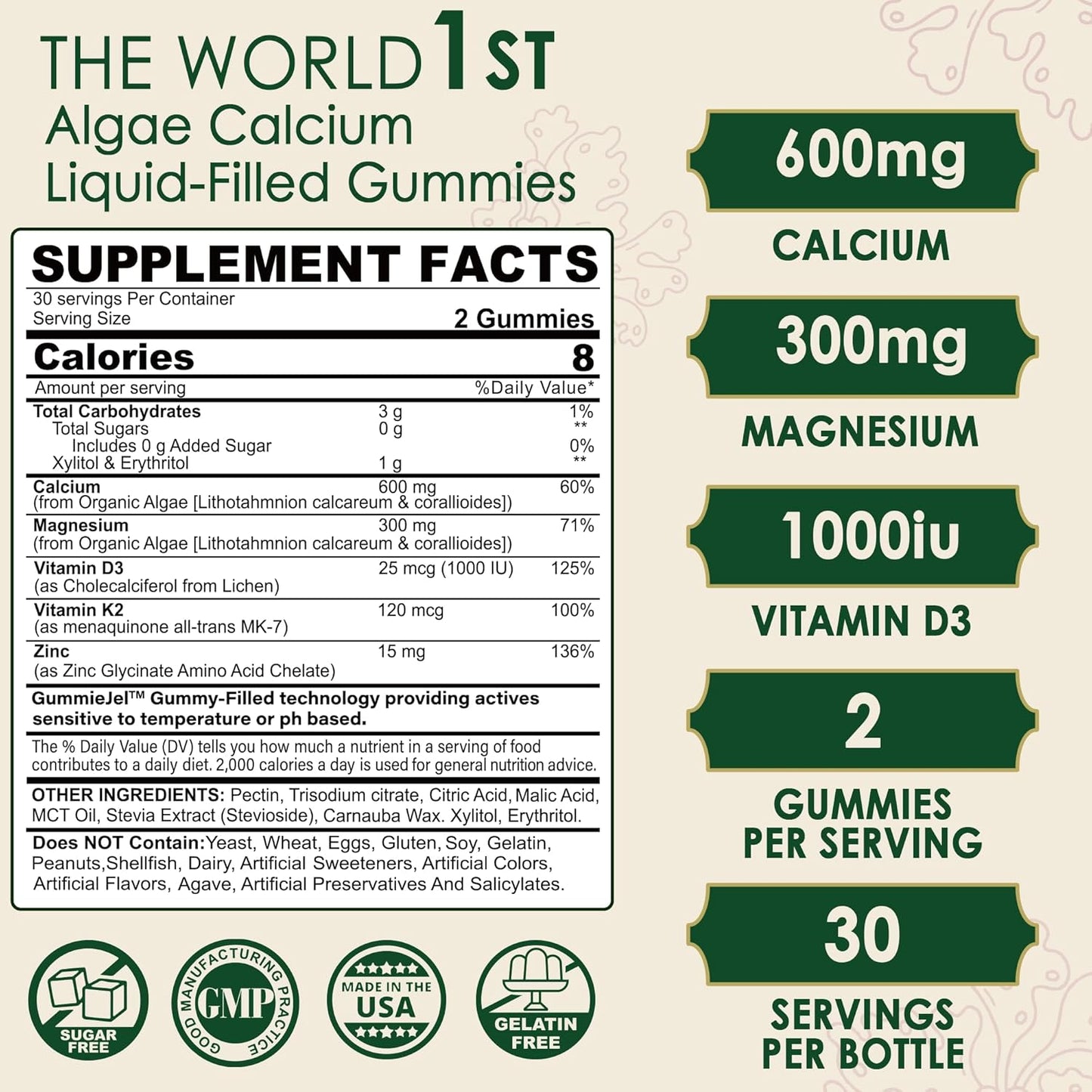 Plant-Based Calcium & Algae Omega 3 1200mg Supplement for Lilicare