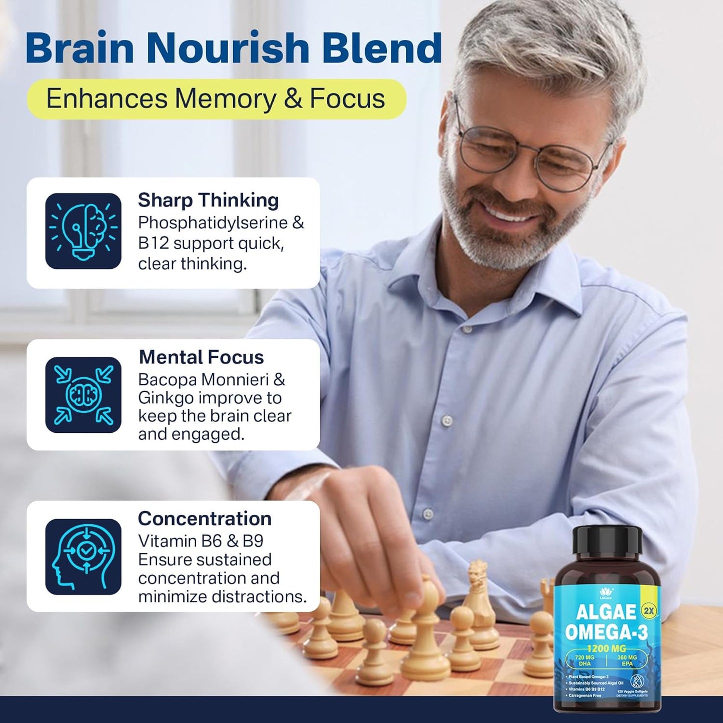 Plant-Based Calcium & Algae Omega 3 1200mg Supplement for Lilicare
