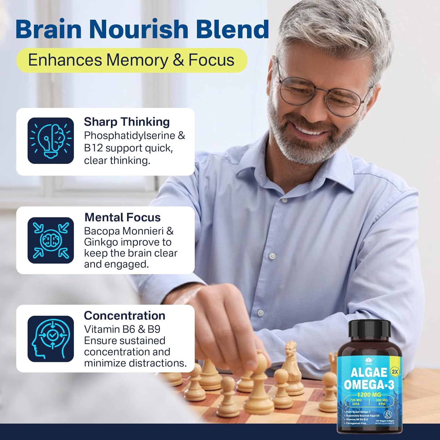 Plant-Based Calcium & Algae Omega 3 1200mg Supplement for Lilicare