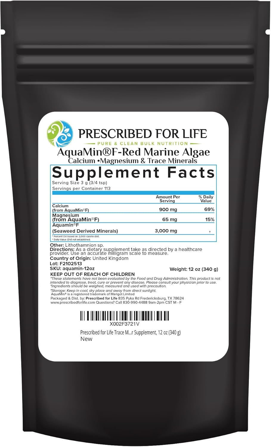 Plant-Based Calcium Rich Red Marine Algae Powder with 72 Trace Minerals - 12oz / 340g