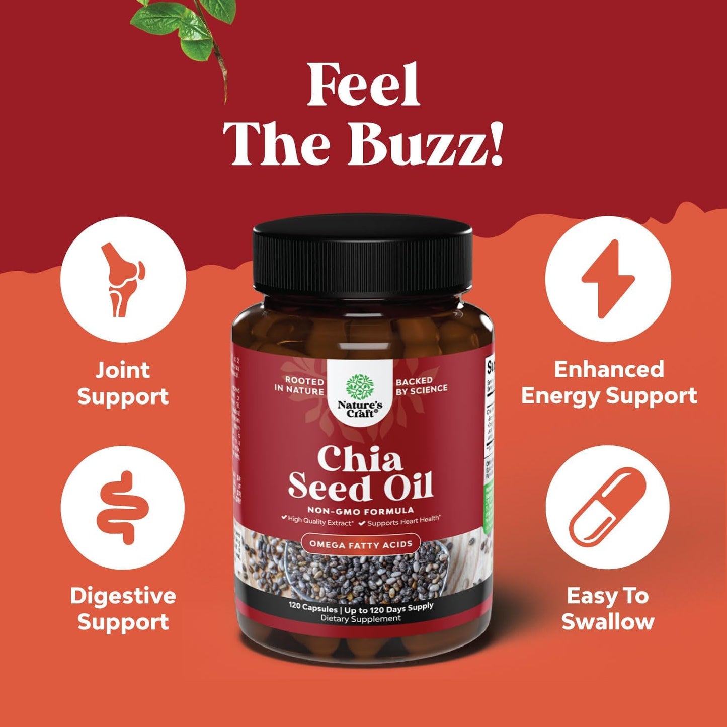Plant Based Chia Seed Oil Extract Capsules for Digestive Support, Immunity, and Heart Health - Omega 3 6 9 Fatty Acids Supplement for Men and Women