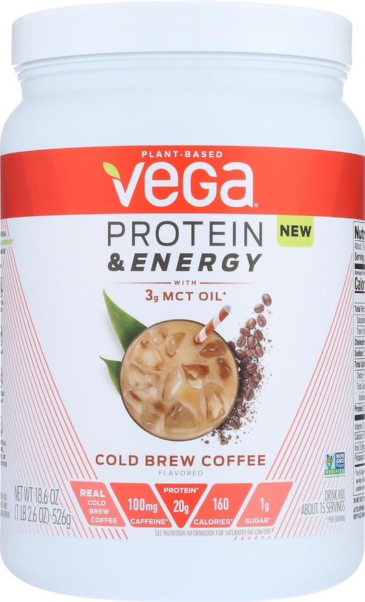 Plant Based Cold Brew Coffee Protein Powder with MCT Oil - Vegan, Keto-Friendly, Gluten Free, Dairy Free, Soy Free, Non GMO - 15 Servings