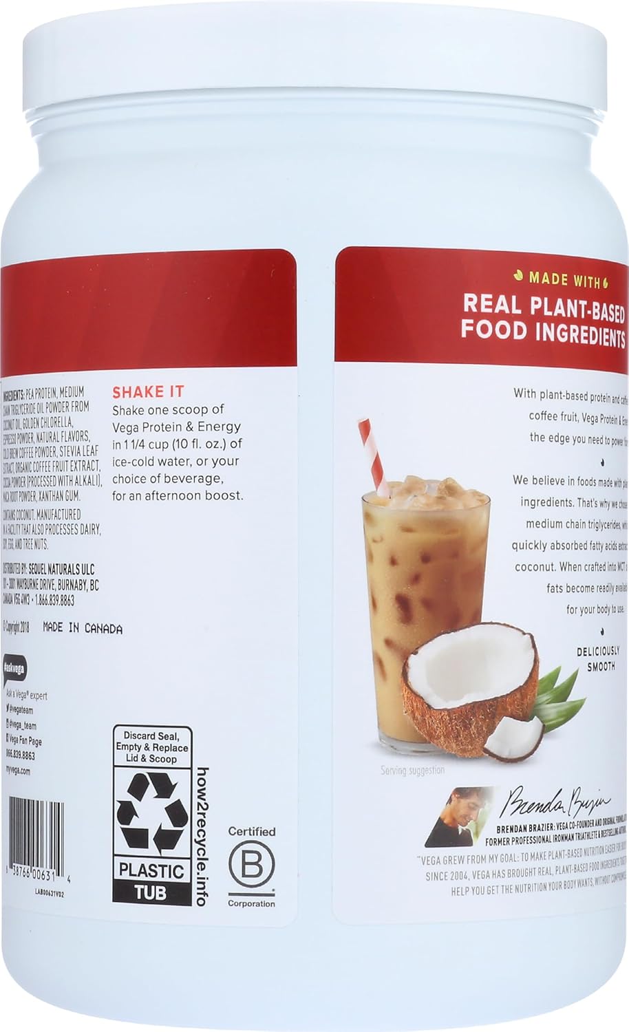 Plant Based Cold Brew Coffee Protein Powder with MCT Oil - Vegan, Keto-Friendly, Gluten Free, Dairy Free, Soy Free, Non GMO - 15 Servings