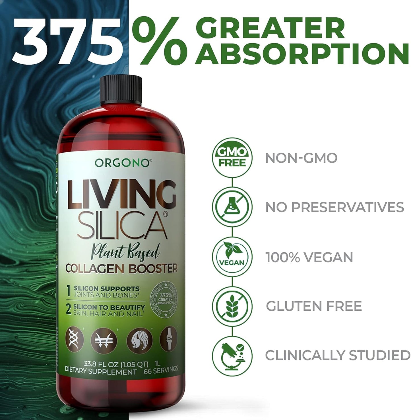 Plant-Based Collagen Booster for Healthy Joints, Skin, Hair & Nails - 33.85 Fl Oz