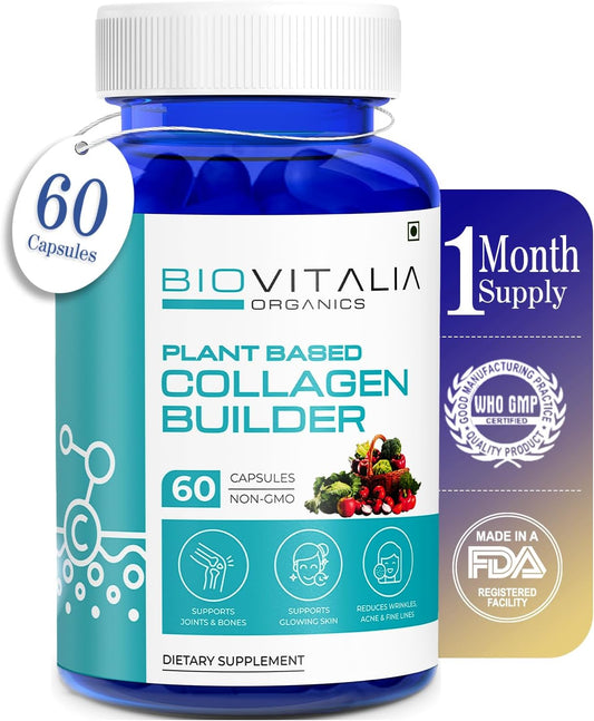 Plant-Based Collagen Peptide Builder Capsules for Skin and Joint Health - 1000mg - 60 Capsules