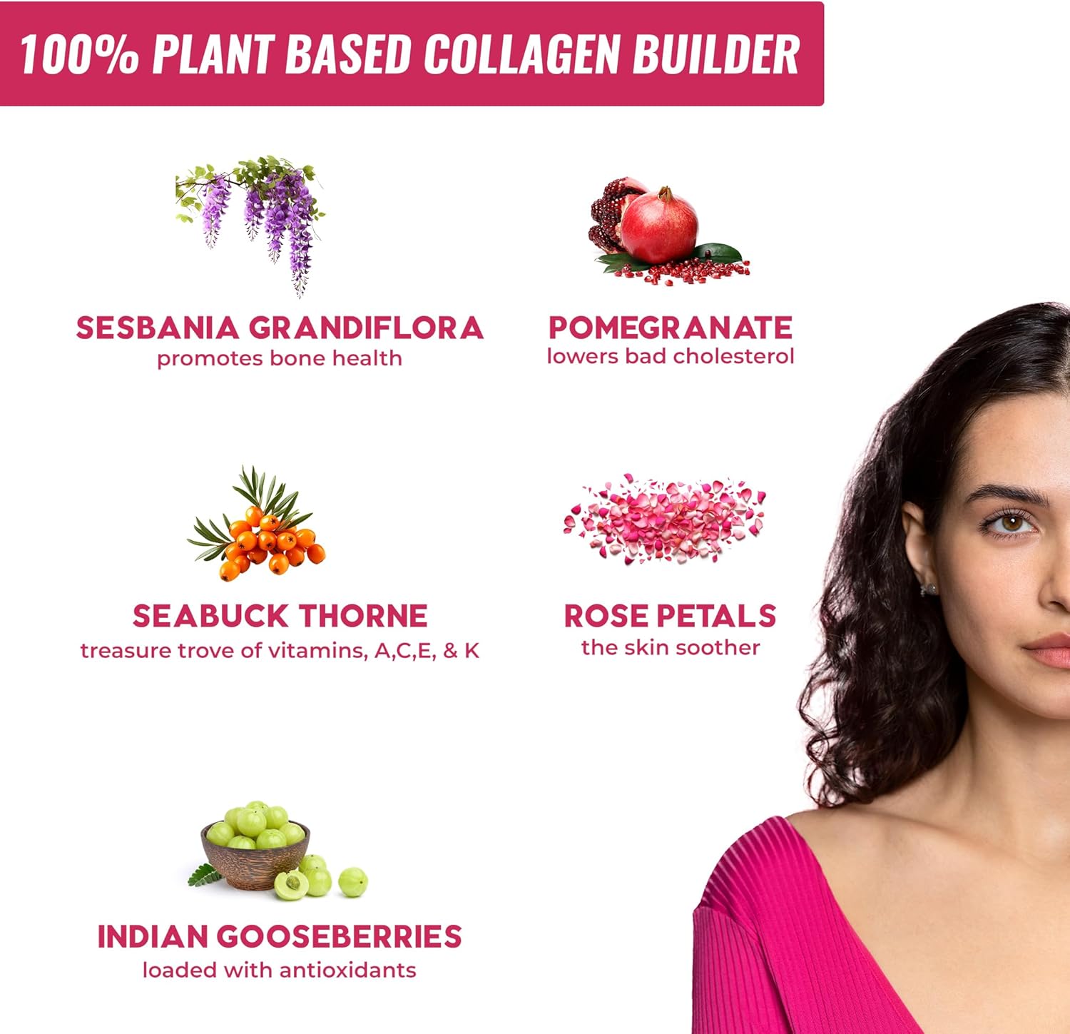 Plant-Based Collagen Peptide Builder Capsules for Skin and Joint Health - 1000mg - 60 Capsules