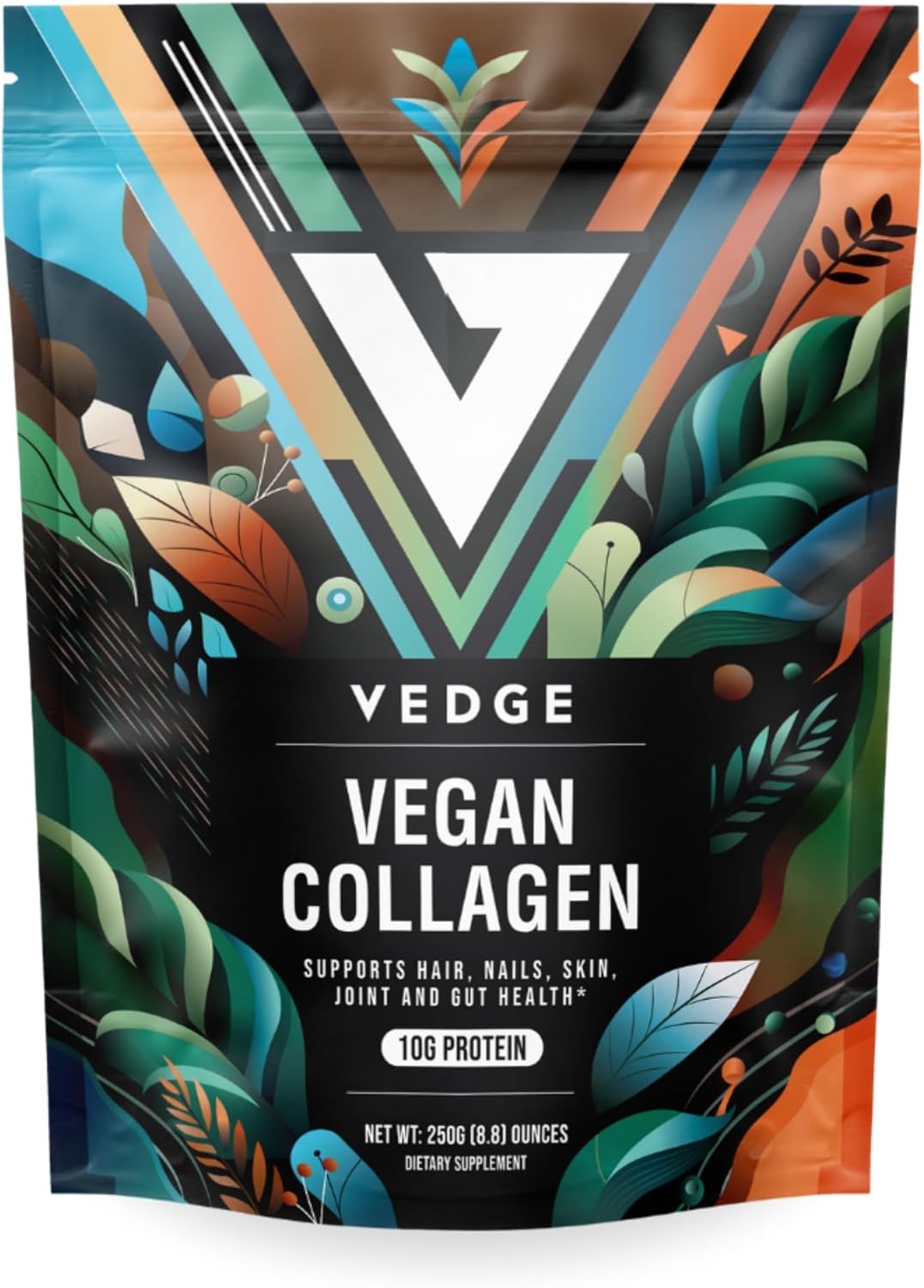 Plant-Based Collagen Powder for Hair, Skin, Nails, Joints & Gut - Vegan Supplements with Collagen Peptides and Protein - 8.8oz Pack