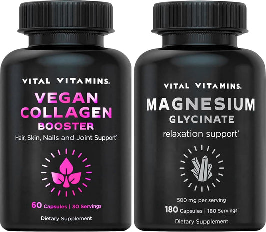 Plant-Based Collagen Support with Magnesium for Vegans - Capsules for Boosting Collagen Production