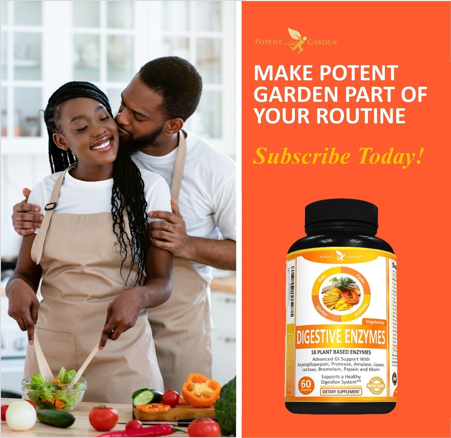 Plant Based Digestive Enzymes - 18 Enzymes for Healthy Digestion - Supports Nutrient Absorption - 60 Capsules