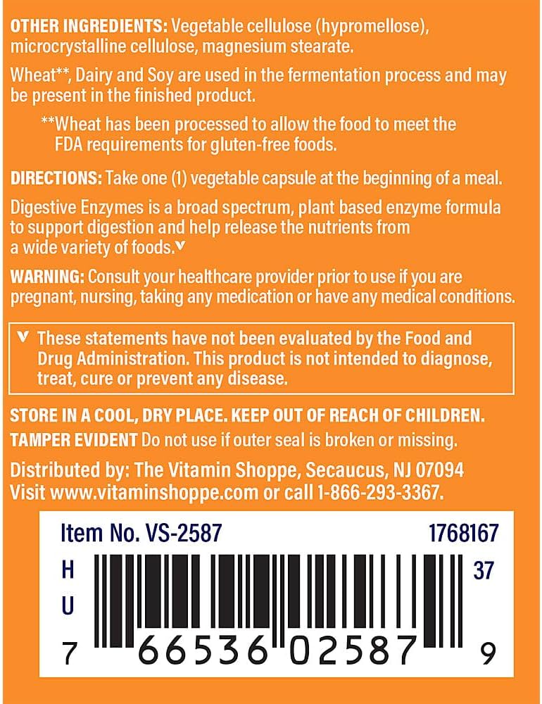 Plant-Based Digestive Enzymes for Improved Nutrient Digestion & Absorption - 90 Veggie Capsules by The Vitamin Shoppe