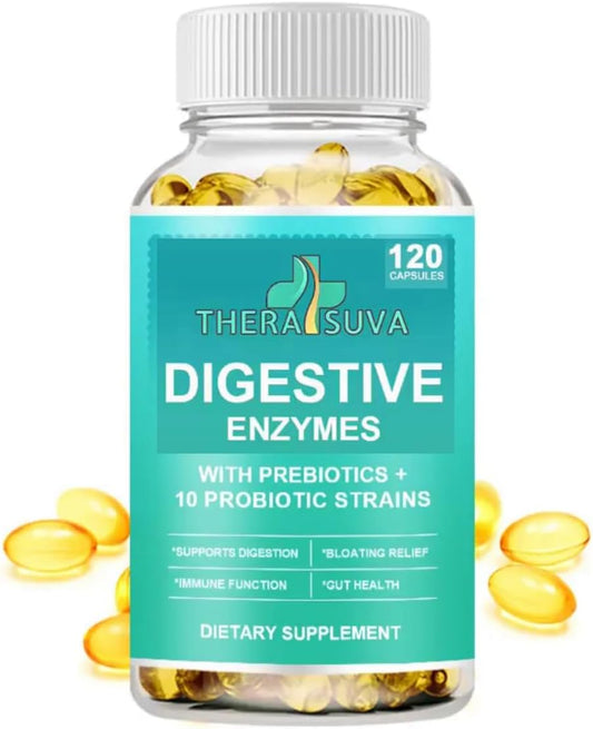 Plant-Based Digestive Enzymes, Probiotics, and Prebiotics Supplement - Vegan, Natural, 120 Capsules, 60-Day Gut Wellness