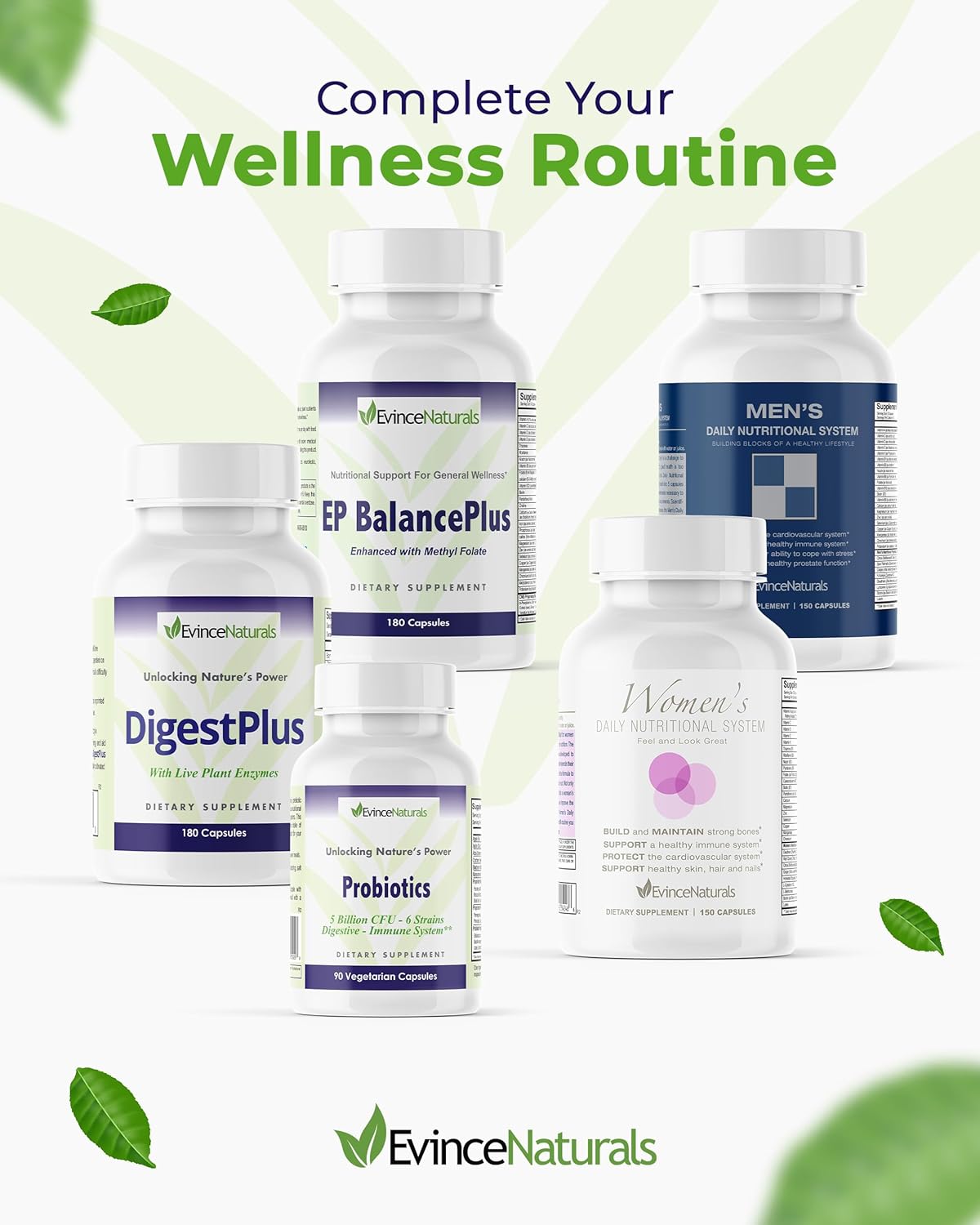 Plant-Based Digestive Enzymes Supplement for Efficient Food Digestion - Reduce Bloating & Gas - EvinceNaturals Digestion Aid, 180 Capsules