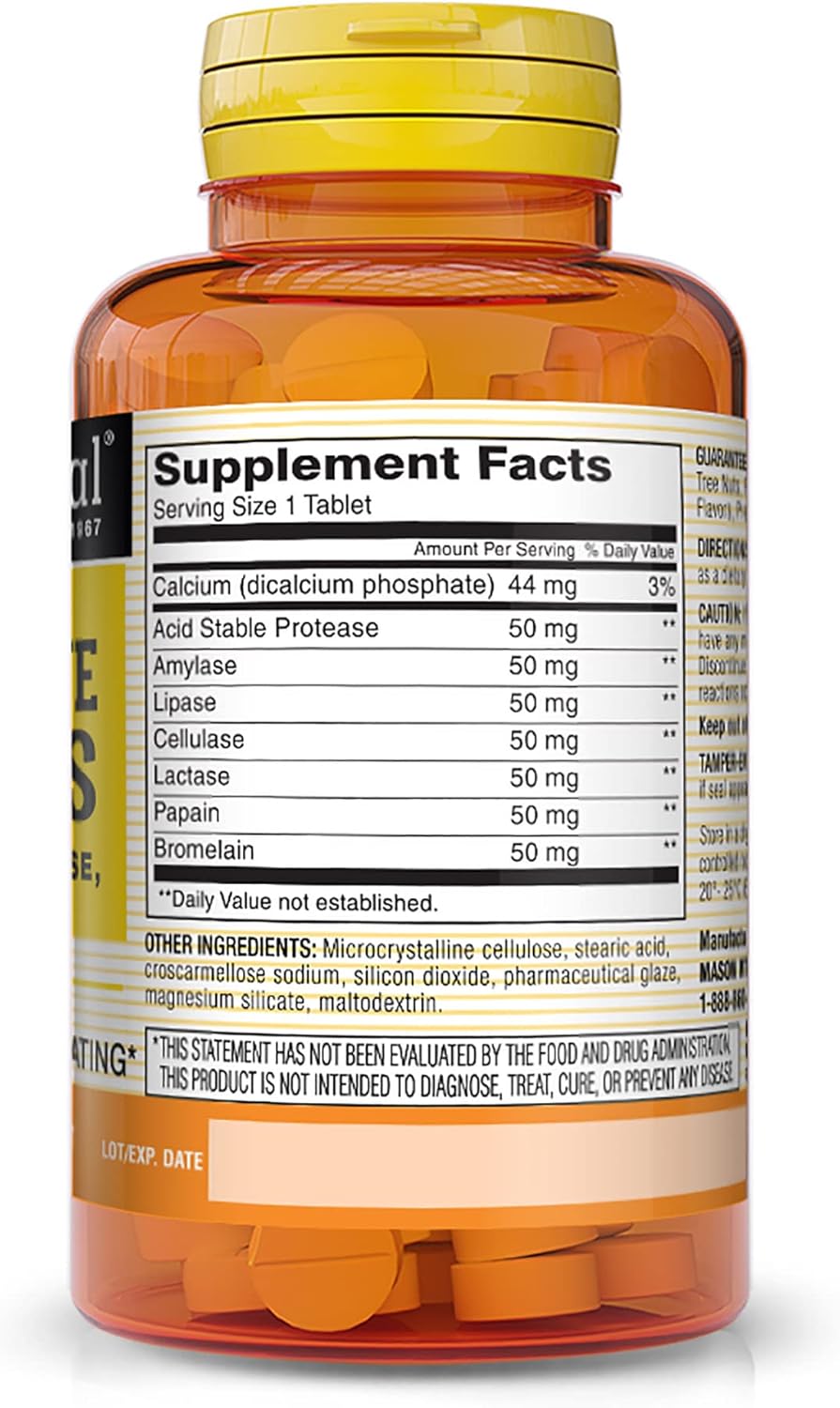 Plant-Based Digestive Enzymes with Bromelain, Lactase & Papain - 180 Capsules for Digestion & Bloating Relief