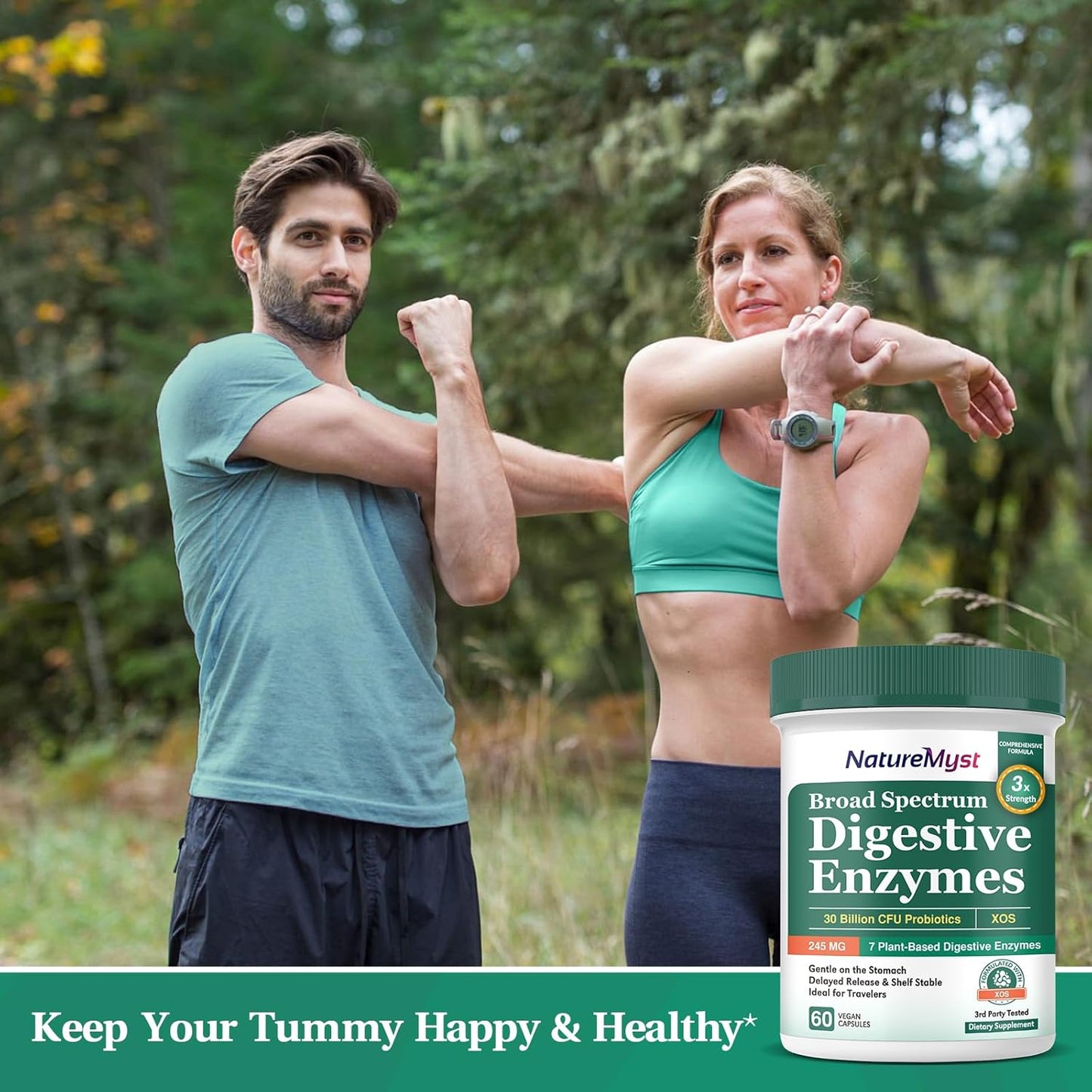 Plant-Based Digestive Enzymes with Probiotics for Digestive Health - 60 Vegan Capsules