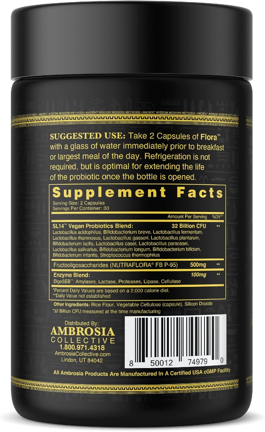 Plant Based Digestive Health Supplement with Probiotics, Prebiotics, and Enzymes - 32 Billion CFU, Vegan, 30 Servings