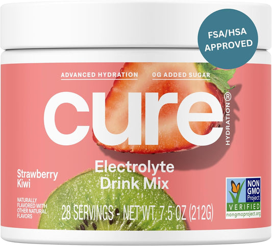 Plant-Based Electrolyte Drink Mix - Strawberry Kiwi Flavor | No Added Sugar | FSA & HSA Eligible | Coconut Water Dehydration Relief Powder | Non-GMO Vegan Formula | 28 Servings Jar - BoostGo Australia