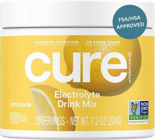 Plant-Based Electrolyte Drink Mix for Dehydration Relief - Coconut Water Powder with No Added Sugar - Vegan Lemonade Jar - FSA & HSA Eligible - Non-GMO - 28 Servings - BoostGo Australia