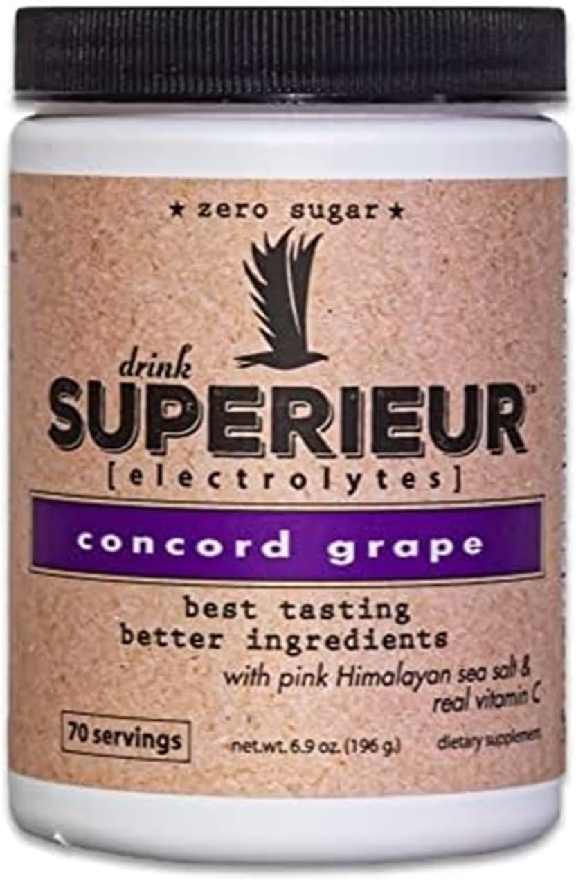 Plant Based Electrolyte Supplement with Sea Minerals for Hydration & Recovery - Keto Friendly, Non-GMO, Vegan Sports Drink Powder - Concord Grape Flavor (70 Servings)