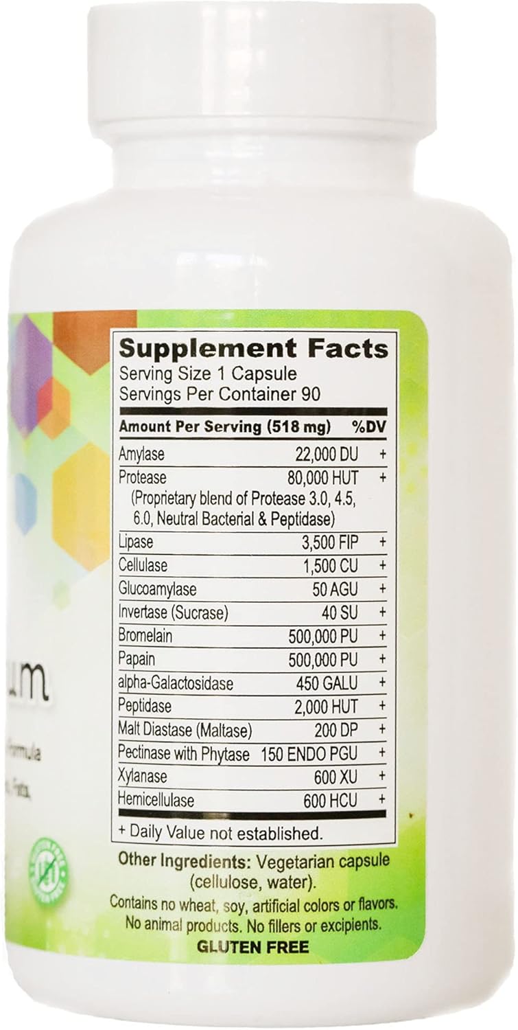 Plant-Based Full Spectrum Enzymes | Digestive Enzyme Supplement for Healthy Digestion | 90 Vegetarian Capsules | Body Ecology Assist