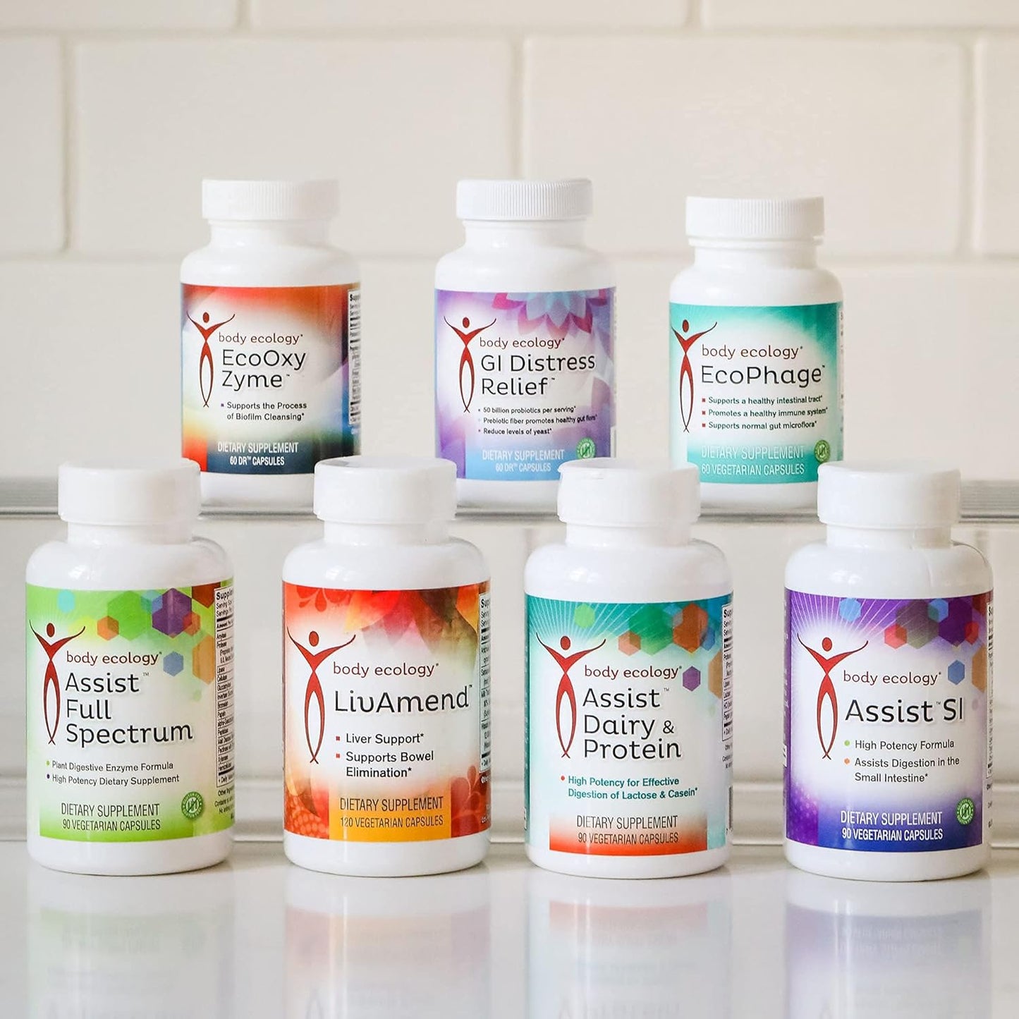 Plant-Based Full Spectrum Enzymes | Digestive Enzyme Supplement for Healthy Digestion | 90 Vegetarian Capsules | Body Ecology Assist