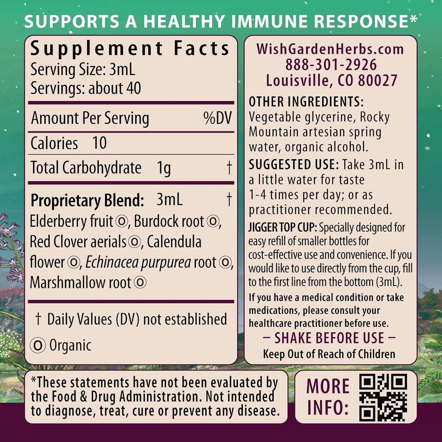 Plant-Based Herbal Immune Boost Tincture for Pregnancy - WishGarden Herbs Immune Support Supplement with Echinacea for Pregnant & Postpartum Moms - Pregnancy-Safe Immune System Support - 4oz