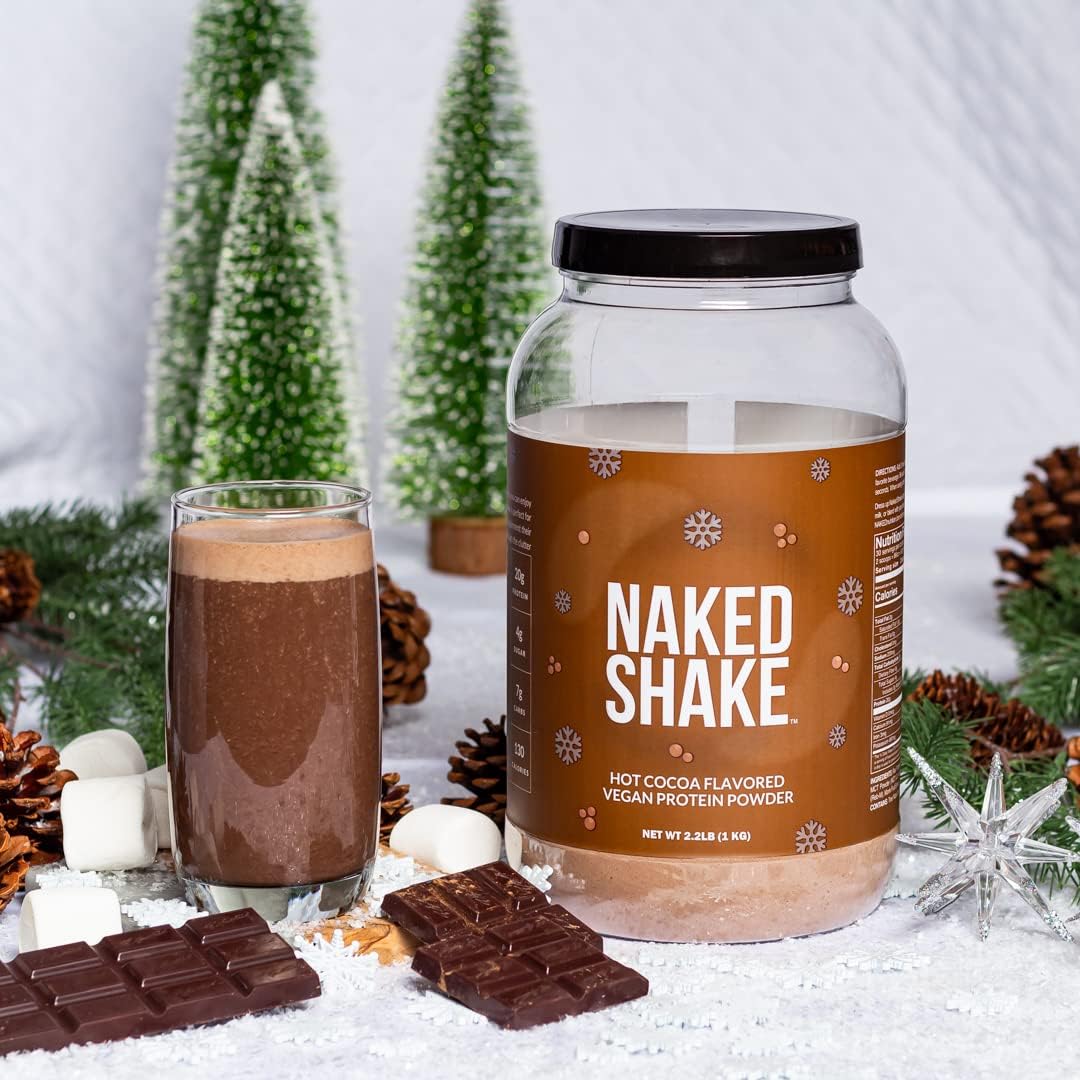 Plant-Based Hot Cocoa Protein Shake with MCT Oil - Naked Nutrition Shake Powder - 30 Servings - Gluten-Free & Soy-Free