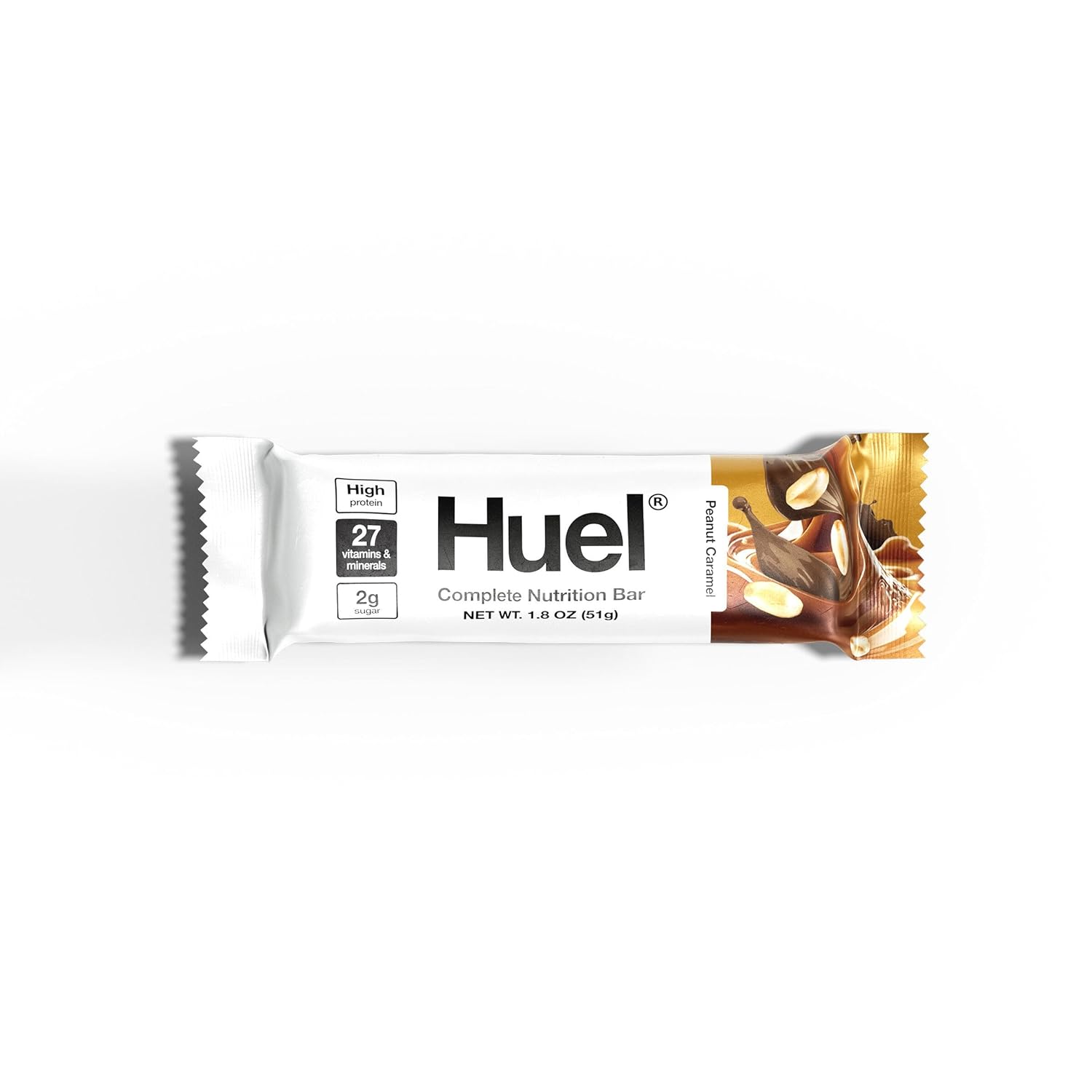 Plant-Based Huel Protein Bars with Peanut Caramel Flavor - 13g Protein, 27 Vitamins & Minerals, Low Sugar - Vegan Snack, 12 Pack