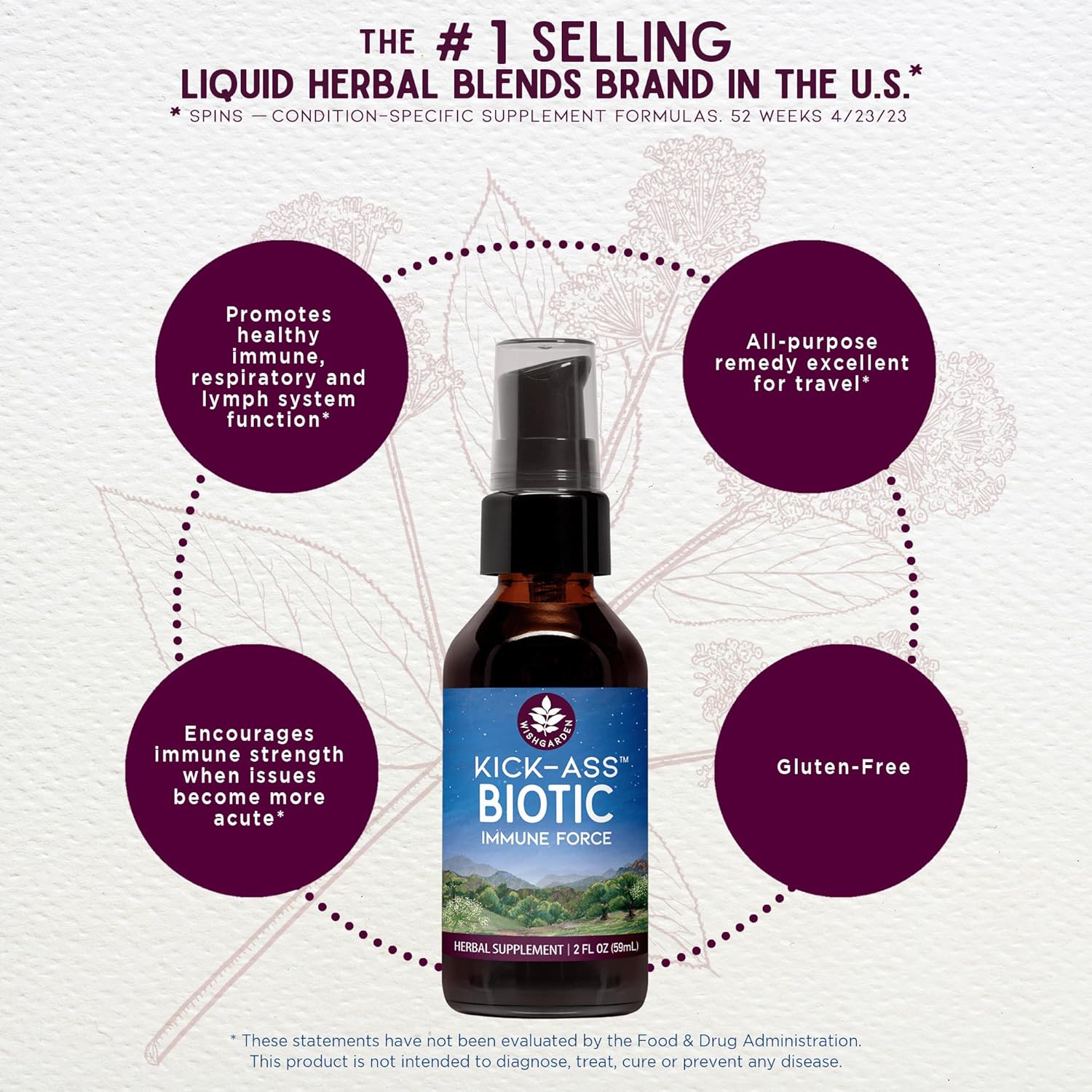 Plant-Based Immune Support Formula with Usnea, Hops, Echinacea & Goldenseal - 2oz