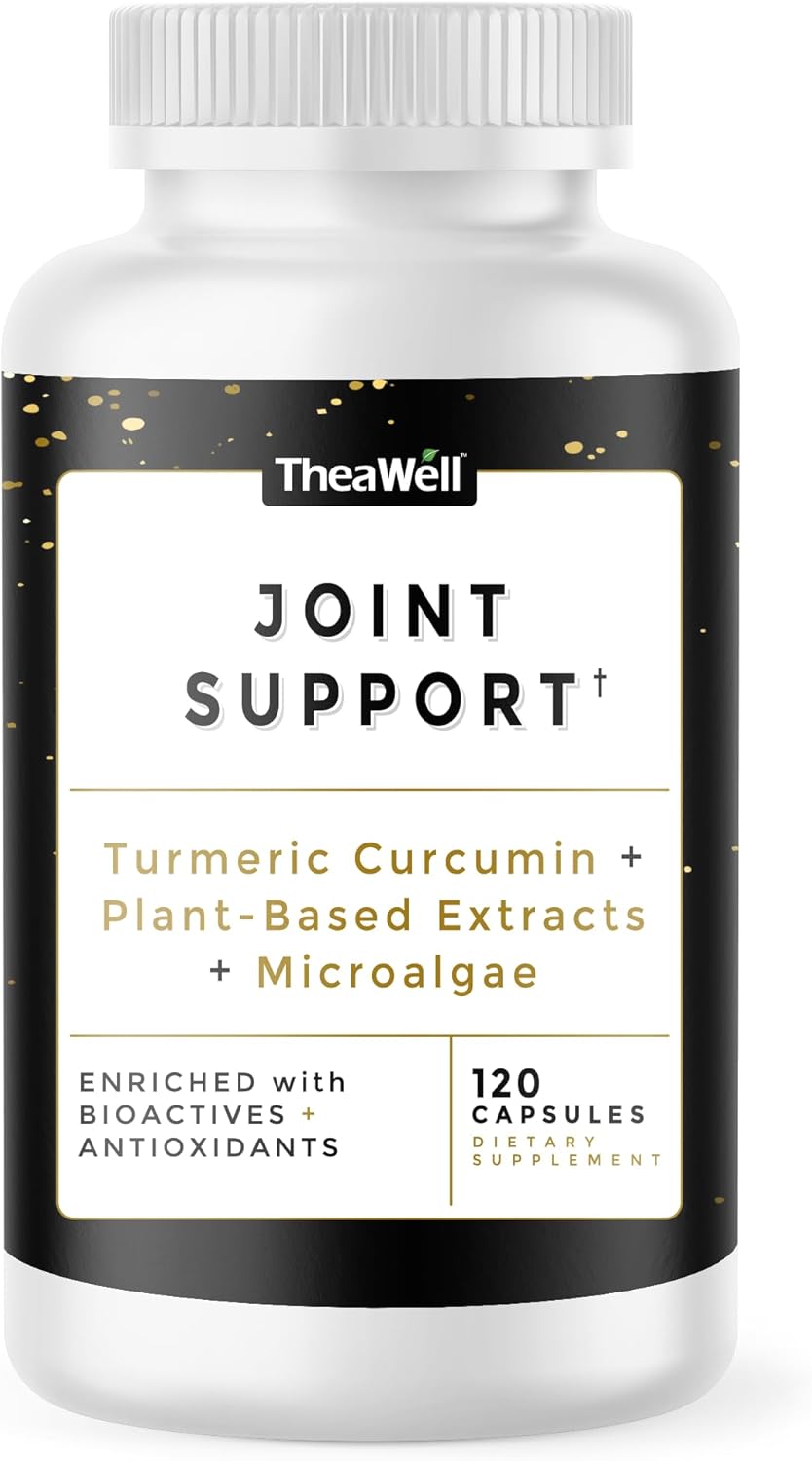 Plant-Based Joint Support Supplement - 120 Count with Turmeric Curcumin, Chlorella, Spirulina, and Antioxidants