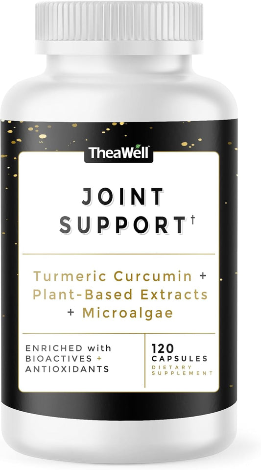 Plant-Based Joint Support Supplement - 120 Count with Turmeric Curcumin, Chlorella, Spirulina, and Antioxidants