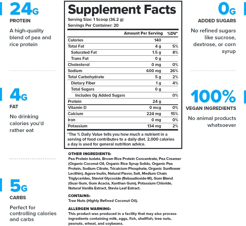 Plant-Based LEGION Protein Powder: Vegan Rice & Pea Blend, Gluten & GMO Free, 20 Servings, 2 Lbs - Salted Caramel Flavor