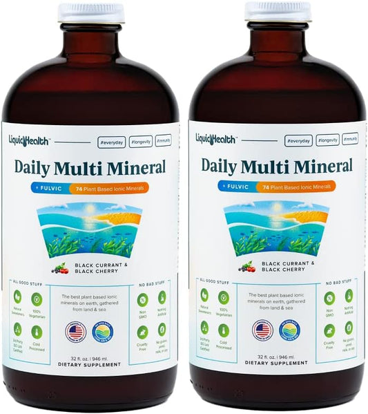 Plant-Based Liquid Multi Mineral Supplement with Fulvic Acid & Sea Trace Ocean Minerals for Immune Support & Energy - Vegetarian, 2 Pack
