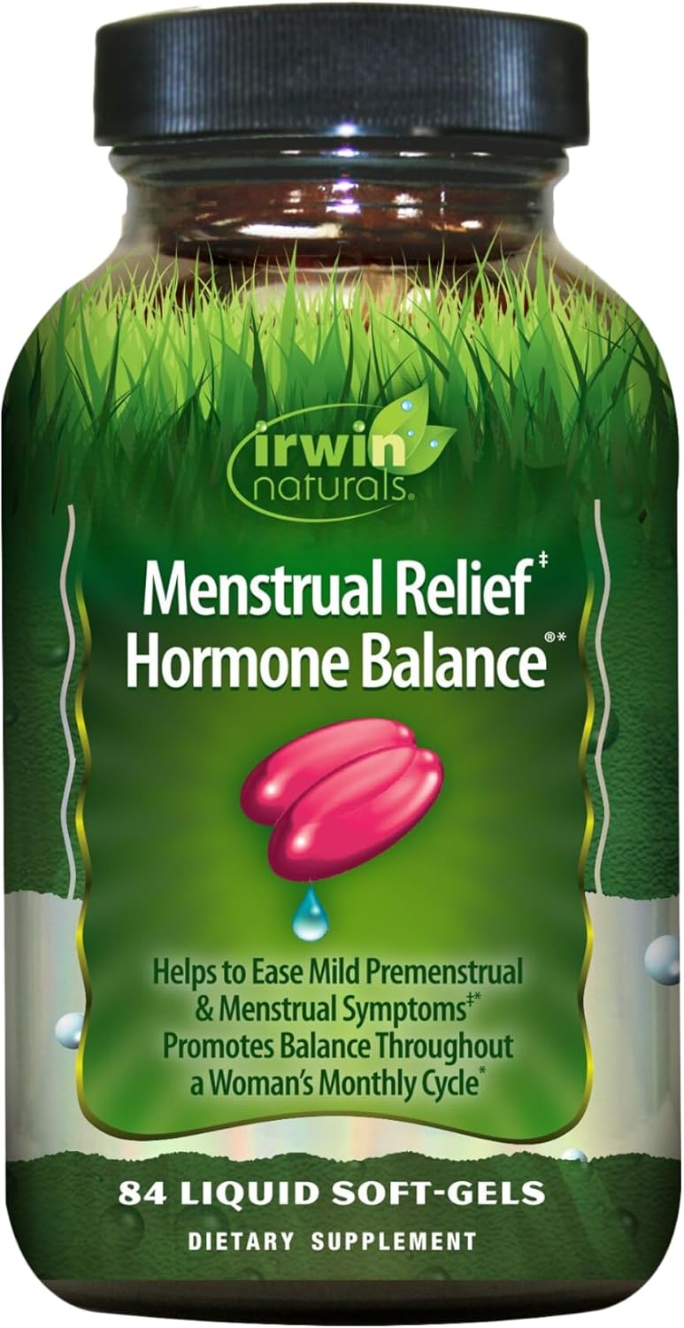 Plant-Based Menstrual Relief Supplement for Hormone Balance & PMS Symptoms - 84 Liquid Softgels by Irwin Naturals