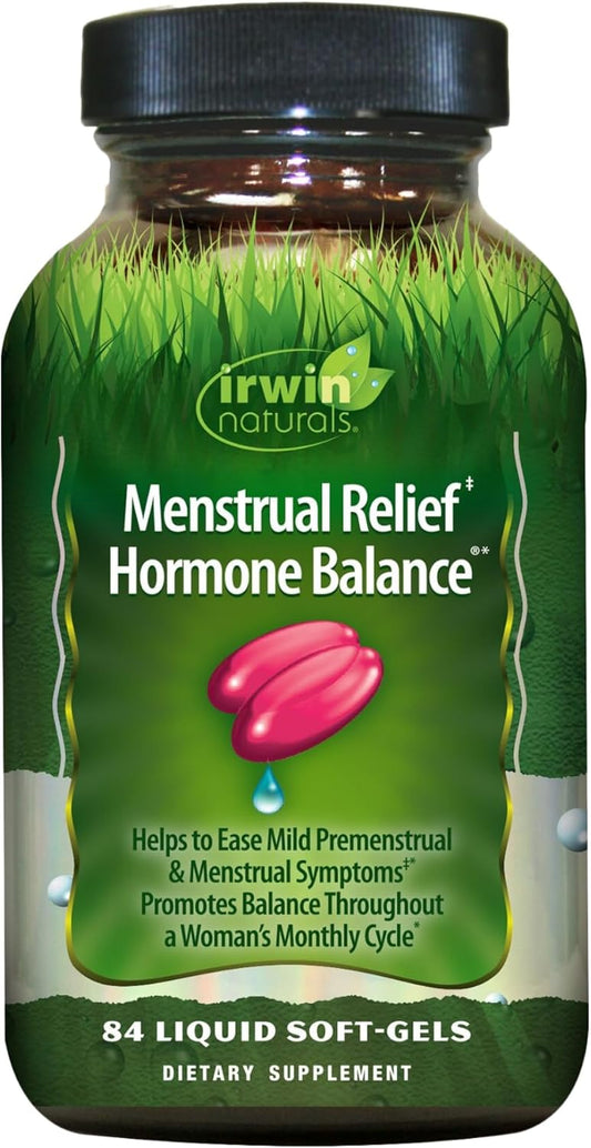 Plant-Based Menstrual Relief Supplement for Hormone Balance & PMS Symptoms - 84 Liquid Softgels by Irwin Naturals