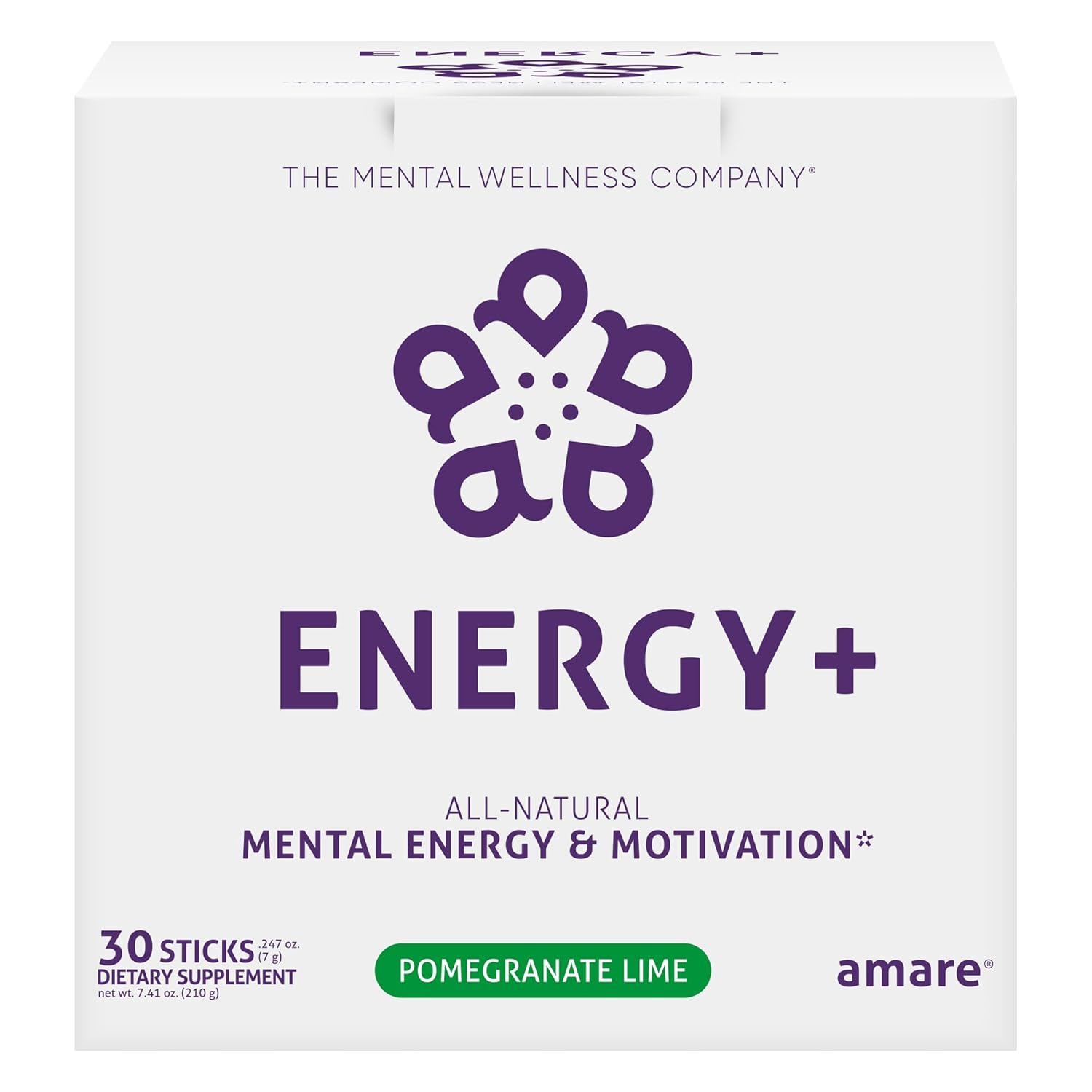 Plant-based Mental Energy & Motivation Drink with Pomegranate Lime Flavor - 30 Sticks by Amare Global Energy+