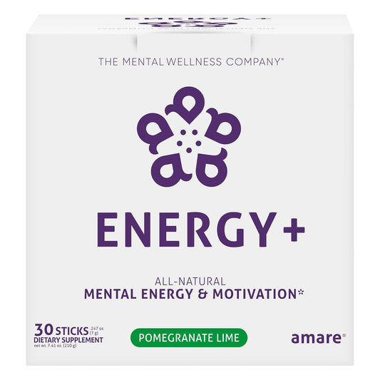 Plant-based Mental Energy & Motivation Drink with Pomegranate Lime Flavor - 30 Sticks by Amare Global Energy+