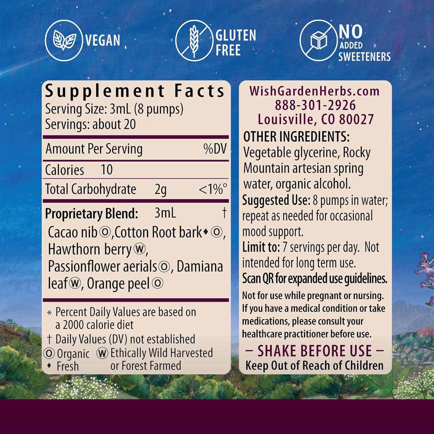 Plant-Based Mood Support Supplement with Organic Cacao - Natural Mood Booster with Passionflower for Increased Connection - 2oz Liquid Bliss Mood Elevator by WishGarden Herbs - BoostGo Australia