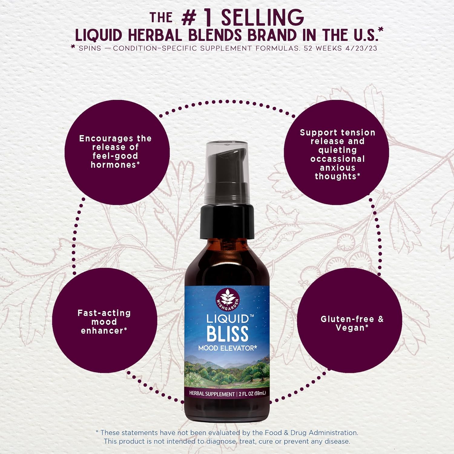 Plant-Based Mood Support Supplement with Organic Cacao - Natural Mood Booster with Passionflower for Increased Connection - 2oz Liquid Bliss Mood Elevator by WishGarden Herbs - BoostGo Australia