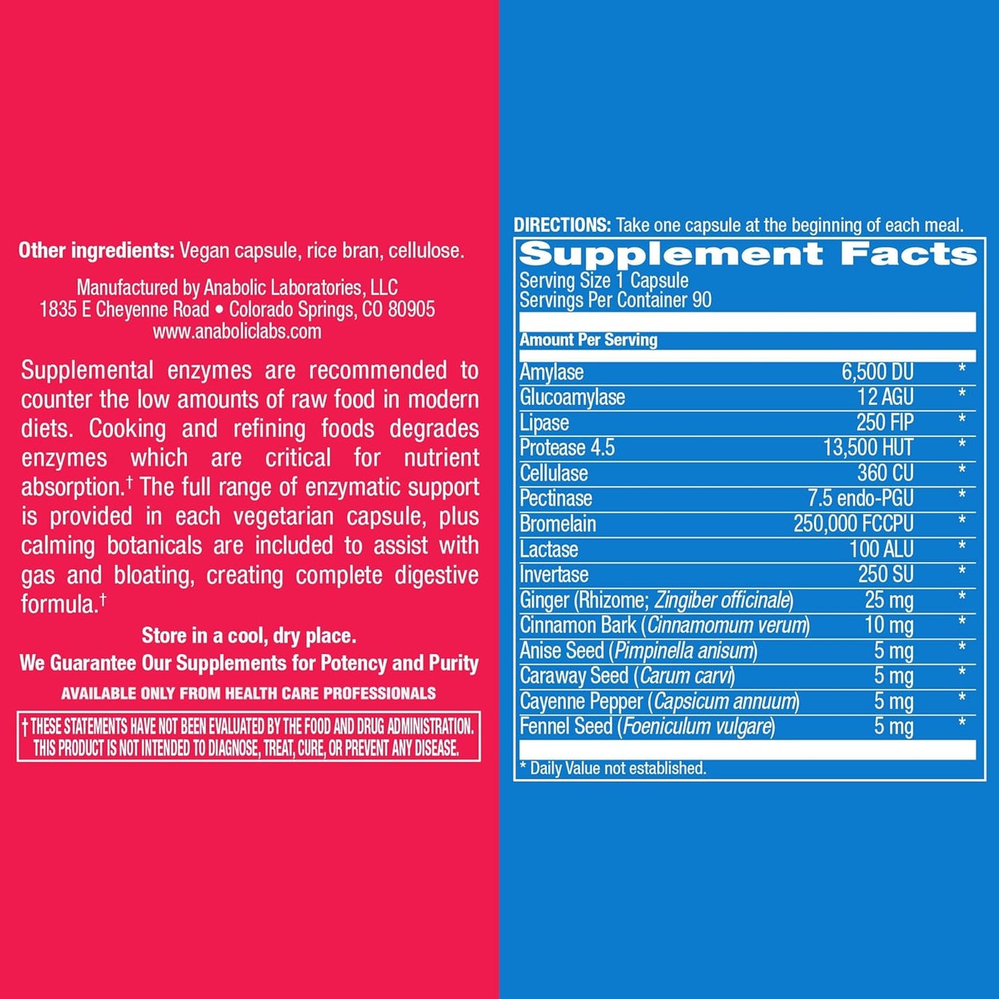 Plant Based Multi Digestive Enzymes Supplement with Soothing Herbs - Clinically Formulated for Women and Men - Protein, Carb & Fat Digestion Support - 90ct