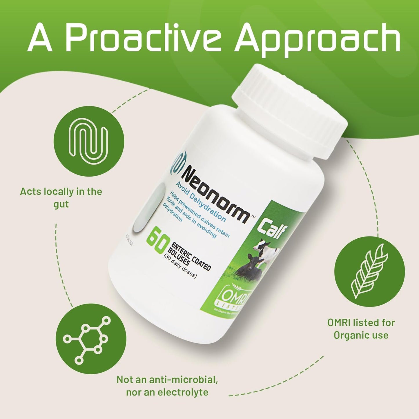 Plant-Based Neonorm Calf Boluses for Hydration & Bowel Health - 60 Count - Pre-Weaned Calves