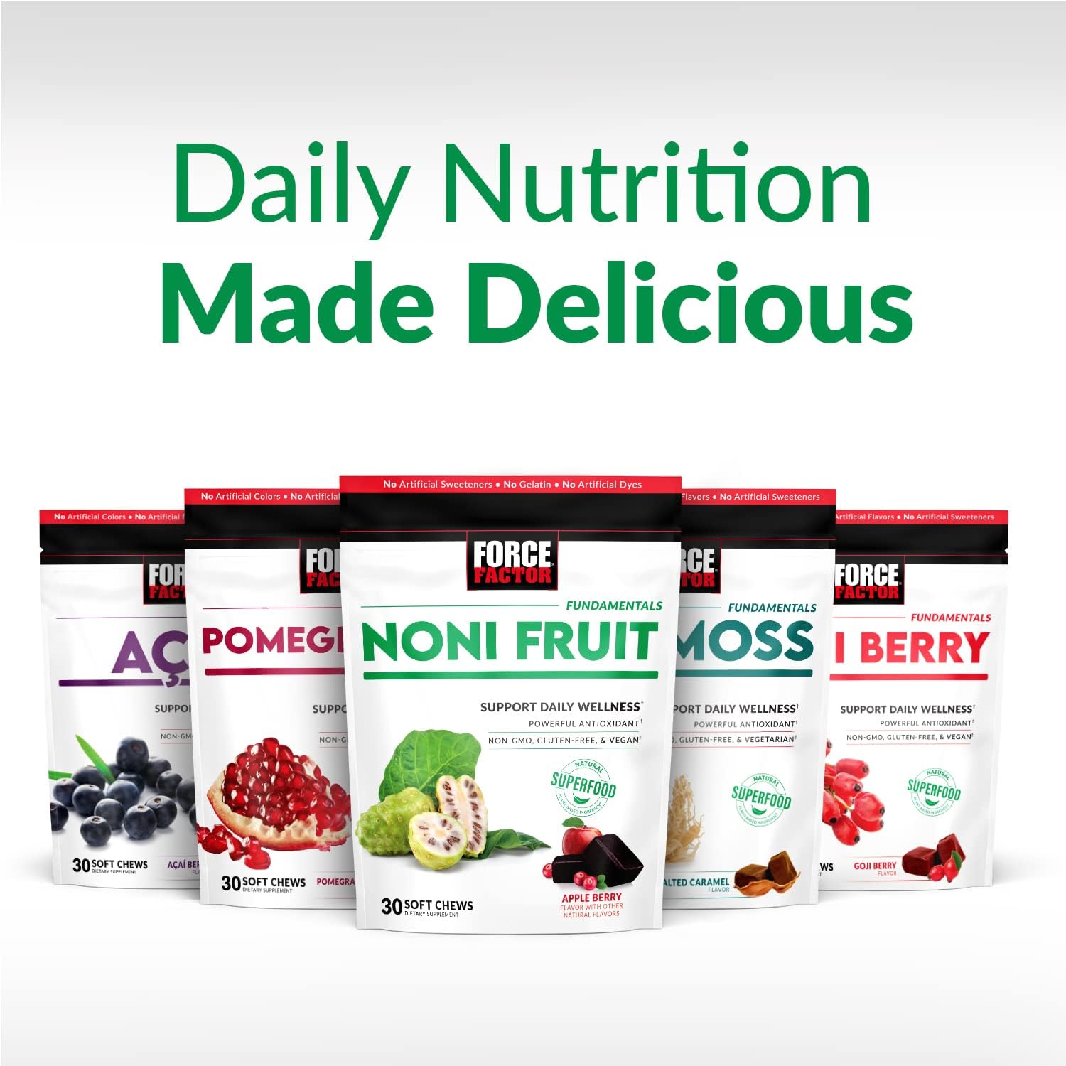 Plant-Based Noni Fruit Chews for Immunity & Skin Health, Antioxidant Superfood Supplement, Apple Berry Flavor, 30 Soft Chews