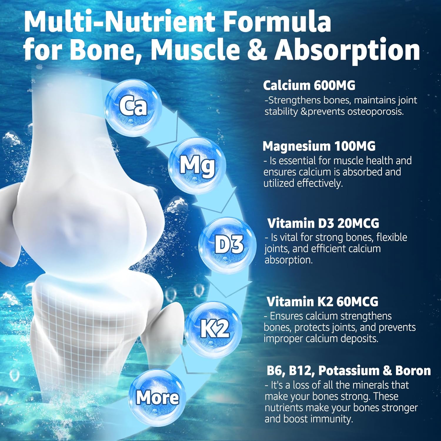 Plant-Based Ocean Algae Calcium Gummies with Vitamin D3, K2 & Magnesium for Bone Health - Vegan Calcium Supplement with 70+ Trace Minerals - 2 Pack