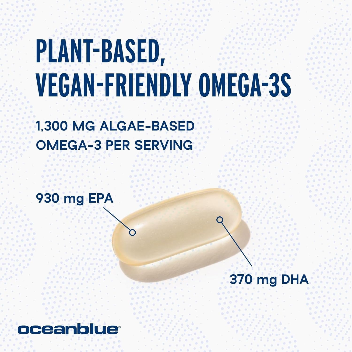 Plant-Based Oceanblue Professional Vegan Omega-3 Supplement - 2 Packs, 1300mg, 60 Servings of High-Potency DHA EPA Algae Oil